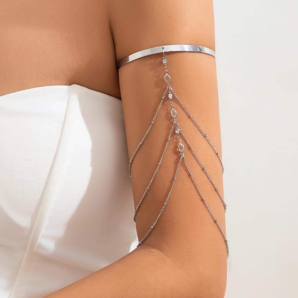 Spartan Silver Draped Arm Chain Bracelet